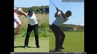 Jon Rahm golf swing  Long Iron faceon amp downtheline July 2017 [upl. by Hannis]