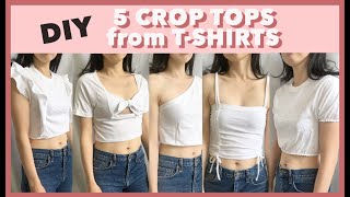 Crop Top From TShirt 5 Easy Upcycle Projects [upl. by Arakihc]