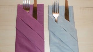 Napkin Folding  Silverware Pouch Paper Towel Folding Tutorial [upl. by Errick]