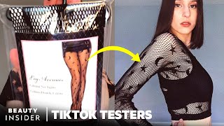 How To DIY A Crop Top With Tights  TikTok Testers [upl. by Erdei]