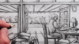 How to Draw a Room Study in 1Point Perspective [upl. by Bozovich436]