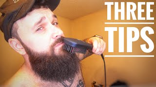 3 BEST Tips for using a Beard Straightener Heat Brush [upl. by Aklog]