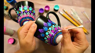 EASY Dot Mandala MUG Painting Using ONLY Qtip Toothpick Pencil  How To Lydia May [upl. by Roleat]