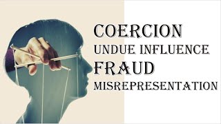 Coercion Undue Influence Fraud Misrepresentation  Indian Contract Act 1872  Law Guru [upl. by Teragramyram859]