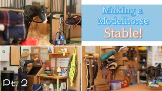 Making a Model Horse Stable Part 2  Miniature Schleich Barn Tutorial [upl. by Coralyn181]