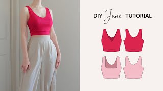 DIY CROP TOP  How to sew a crop top  Sewing Pattern [upl. by Clayson]