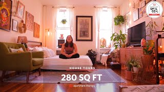 Small Cool Winner KCs 280 Square Foot Apartment in NYC  House Tours [upl. by Crean]