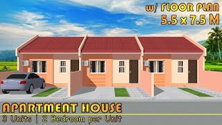 41 SQM  SMALL APARTMENT DESIGN  3 UNITS  2 BEDROOM per UNIT [upl. by Ayokahs429]