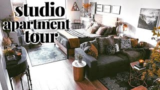 Studio Apartment Tour Rustic Studio Apartment Ideas 500 sq ft [upl. by Kieger]