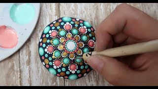 How To Paint Dot Mandalas VERY BEGINNERS STONE Handmade stone Step by Step Tutorial [upl. by Ennaj497]