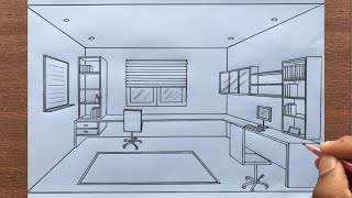 How to Draw a Room using 1 Point Perspective [upl. by Steffie156]