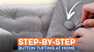 How To Tuft Your Cushions in 6 Easy Steps  DIY Sofa Hack [upl. by Fan419]