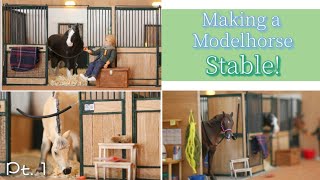 Making a Model Horse Stable Part 1  Miniature Schleich Barn Tutorial [upl. by Akirahs]