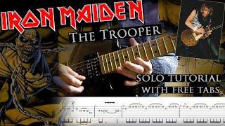 Iron Maiden  The Trooper Dave Murrays solo lesson with tablatures and backing tracks [upl. by Aninotna]