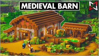 Minecraft ► Medieval Barn With Animal Stables Tutorial EASY [upl. by Ettenrahs683]