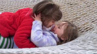 Baby identical twin sisters in the hammock at 2 ½ years old Lots of cute giggles amp kisses [upl. by Remy]