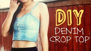 DIY Upcycled Denim Crop Top [upl. by Ybab]