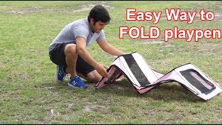 The Easy Way to Fold Pet Playpen  Portable Fabric Crate [upl. by Oilerua]