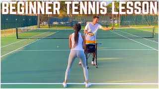 Beginner Tennis Lesson  Forehand Backhand amp Serve Learned in Just 30 Minutes [upl. by Elonore]