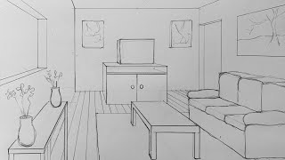 Drawing a room in 1point perspective [upl. by Scevour]