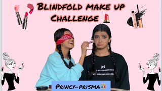 BLINDFOLDED MAKEUP CHALLENGE💄🌸 PRISMAPRINCY KHATIWADA TWINNYGIRLS 👭 [upl. by Tiras]