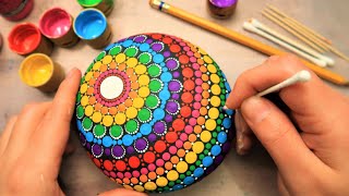 EASY Dot Art Mandala Rock Painting Using ONLY Qtip Toothpick Pencil Lip Balm tool  How To Lydia May [upl. by Sedgewake]