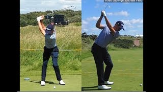 Justin Thomas golf swing  Long Iron faceon amp downtheline July 2017 [upl. by Aneis]