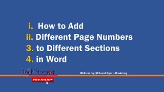 How to Add Different Page Numbers to Different Sections in Word  TechTricksGh [upl. by Gnahc]