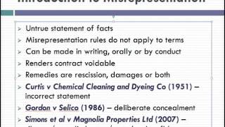 Misrepresentation Lecture 1 of 4 [upl. by Perice]