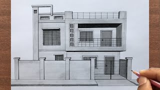 How to Draw a House in 1Point Perspective [upl. by Elisabetta]