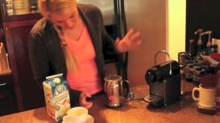 Nespresso Aeroccino Plus Frother Review Frothing Almond Milk [upl. by Anaik490]