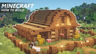 Minecraft How to Build a Barn and Horse Stable  Farm Animal Pens Tutorial [upl. by Seys]