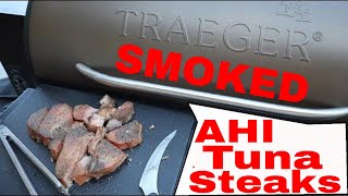 TRAEGER Smoked 🐟Ahi Tuna🐟 Steak traegerahi traegerahi traegertuna [upl. by Cutler]